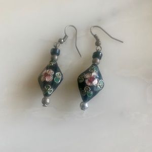 Vintage Cloisonné Sterling Earrings